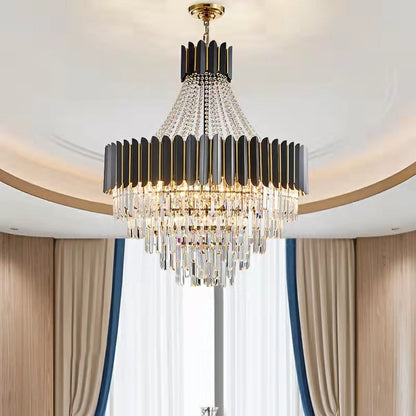 Lampadario di cristallo nero alla moda per l'illuminazione del soffitto del corridoio dell'atrio