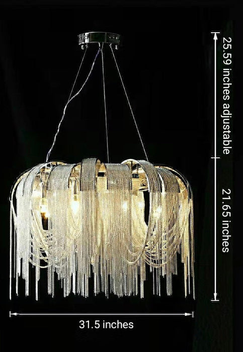 Luxury Chain Tassel Chandelier Elegant Living /Dining Ceiling Light Fixture