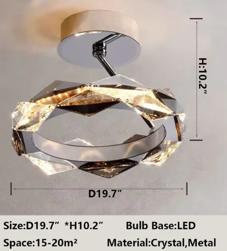 D19.7"*H10.2" chandelier,chandeliers,crystal,metal,rings,circle,round,ceiling,flush mount,multi-rings,living room,dining room,home office,bedroom,bar