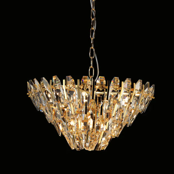 Modern Light Luxury Round Multi-tier Crystal Pendant Chandelier for Living/Dining Room