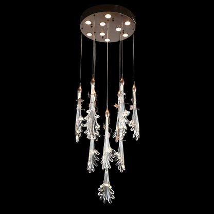Oversized Flush Mount Clear Glass Water Splash Shape Pendant Chandelier for Bedside/Foyer/Living Room