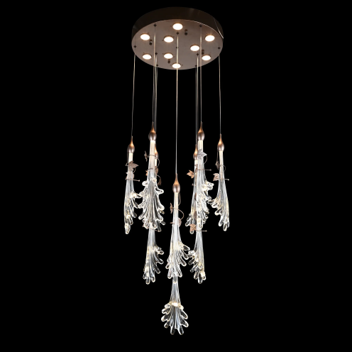 Oversized Flush Mount Clear Glass Water Splash Shape Pendant Chandelier for Bedside/Foyer/Living Room
