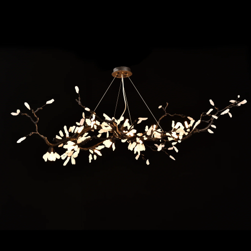 Creative Extra Large Flower Branch Light Natural Crystal Pendant Chandelier for Dining/Living Room