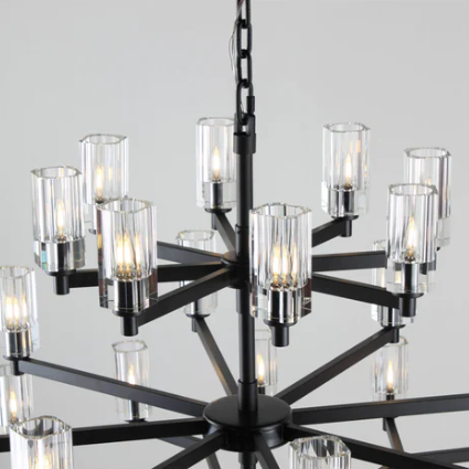 Extra Large Traditional Branch Candle Light Clear Crystal Shade Chandelier for Living Room/Foyer