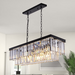 FashionKitchenIslandCrystalChandelierInBlack_SmokyGrayFinishTwoTiersRectangleChainPendantLight_LampForLongDiningTableL39.4"*W11.8"*H10.6"/ 12W*13Lights