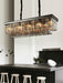 FashionKitchenIslandCrystalChandelierInBlack_SmokyGrayFinishTwoTiersRectangleChainPendantLightL31.5"*W11.8"*H10.6"/ 12W*11Lights