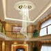 Flush Mounted Spiral Crystal Drops Chandelier Round LED Ceiling Lighting Fixture For Foyer Staircase/ Hotel Entrance