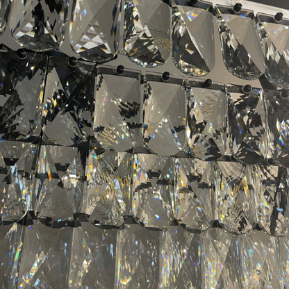 Oversized Luxury 4 Tiers Rectangle Crystal Pendant Chandelier for Living/Dining Room/Kitchen Island