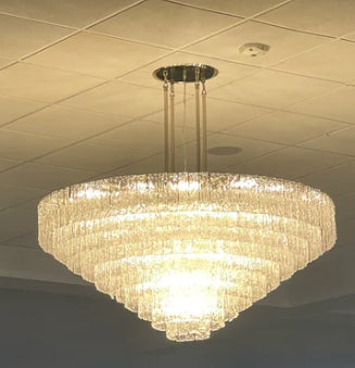 Extra Large Multi-tier Round Frost Crsytal Pendant Ceiling Chandelier for Living/Dining Room