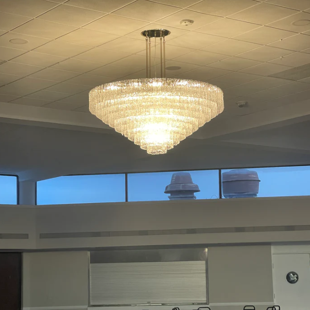 Extra Large Multi-tier Round Frost Crsytal Pendant Ceiling Chandelier for Living/Dining Room