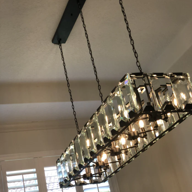 Modern Minimalist Crystal Rectangular Pendant Ceiling Chandelier for Dining Room/Kitchen Island