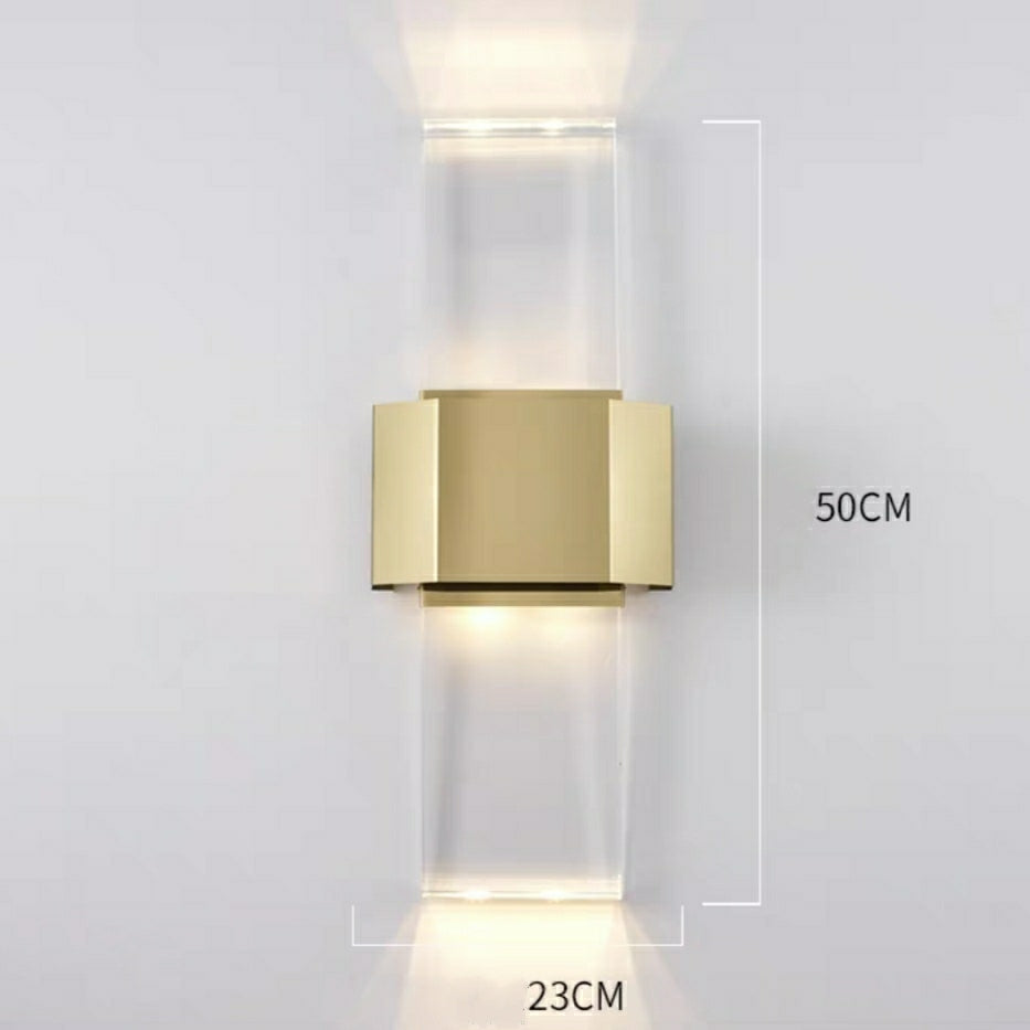 Gold Modern Living Room Wall Lights Rectangle Crystal Wall Lamps For Hotel Decor