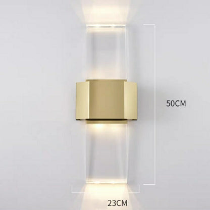 Gold Modern Living Room Wall Lights Rectangle Crystal Wall Lamps For Hotel Decor