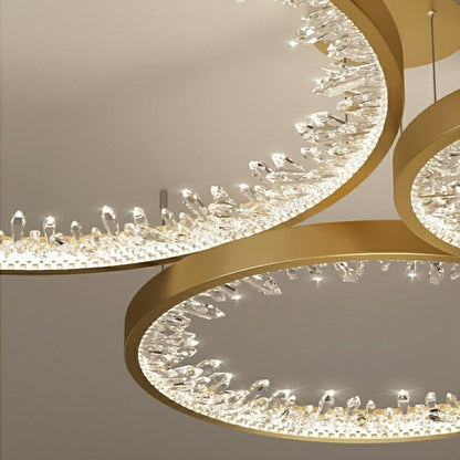 Gold/ Black 1/ 2/ 3 Rings Crystal Chandelier Modern LED Ceiling Pendant Lighting Fixture For Living/ Bedroom