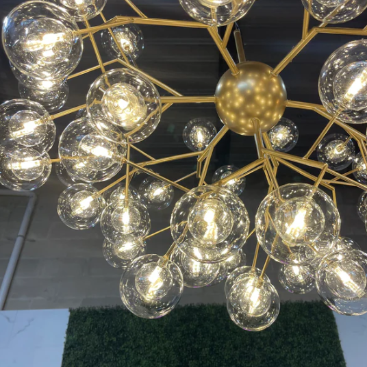 Nordic Metal Branch Glass Shade Pendant Round Chandelier for Living/Dining Room/Entrys