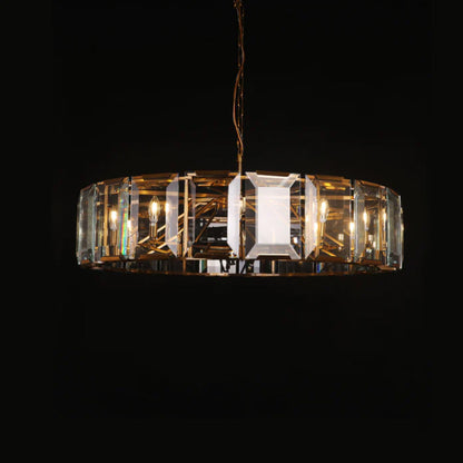 Nordic Minimalist Branch Candle Light Crystal Round Chandelier for Living/Dining Room