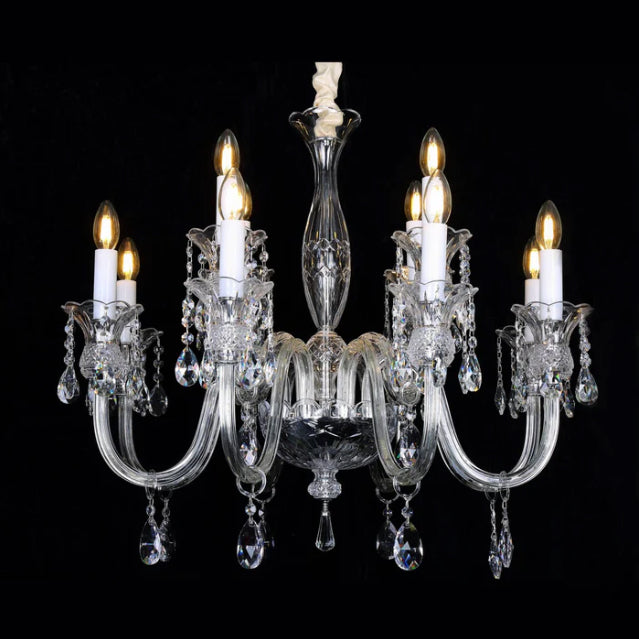 Traditional Candle Branch Raindrop Crystal Pendant Chandelier for Living/Dining Room/Entrys