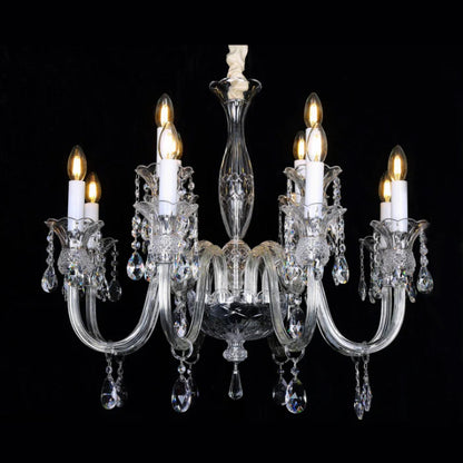 Traditional Candle Branch Raindrop Crystal Pendant Chandelier for Living/Dining Room/Entrys