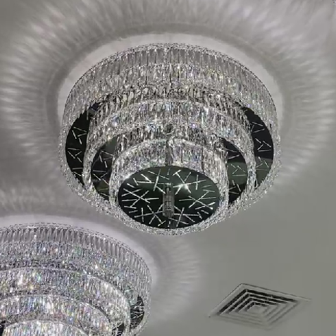 Lampada da soffitto rotonda a più livelli, moderna e di grandi dimensioni, da montare a filo