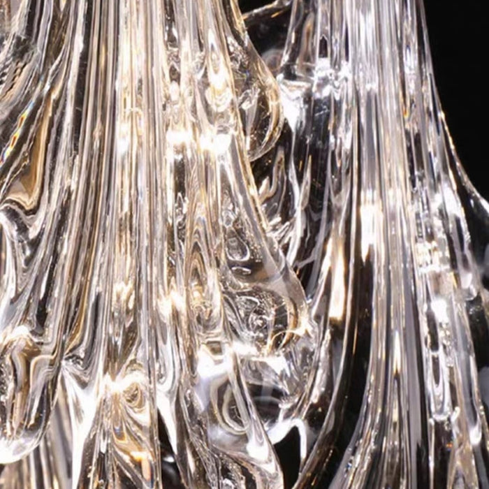 Oversized Flush Mount Clear Glass Water Splash Shape Pendant Chandelier for Bedside/Foyer/Living Room