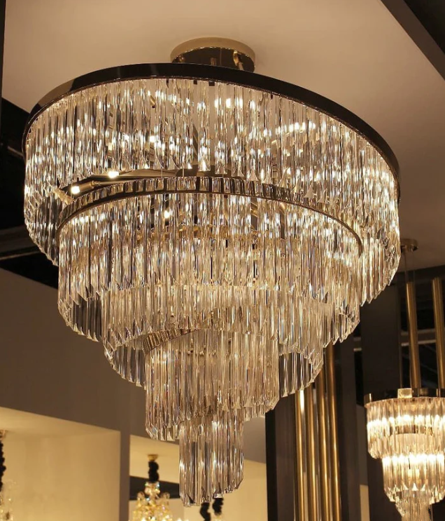 Oversized Multi-tier Spiral Crystal Pendnat Round Chandelier for Living/Dining Room/Bedroom