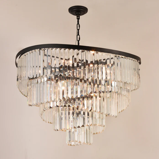 Oversized Multi-tier Spiral Crystal Pendnat Round Chandelier for Living/Dining Room/Bedroom