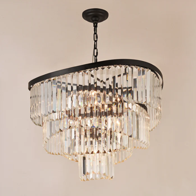 Oversized Multi-tier Spiral Crystal Pendnat Round Chandelier for Living/Dining Room/Bedroom