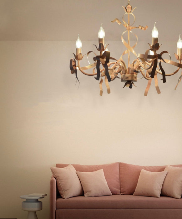 vintage stylish bow chandelier italian style elegant cute light fixture pinkish girls room nuresry kids room bedroom light fixture