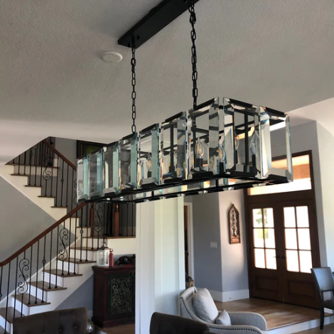 Modern Minimalist Crystal Rectangular Pendant Ceiling Chandelier for Dining Room/Kitchen Island