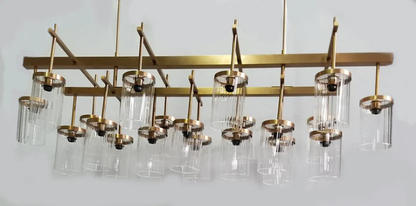 Nordic Rectangle Metal Branch Clear Glass Shade Pendant Light for Dining Room