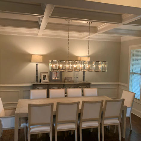 Modern Minimalist Crystal Rectangular Pendant Ceiling Chandelier for Dining Room/Kitchen Island