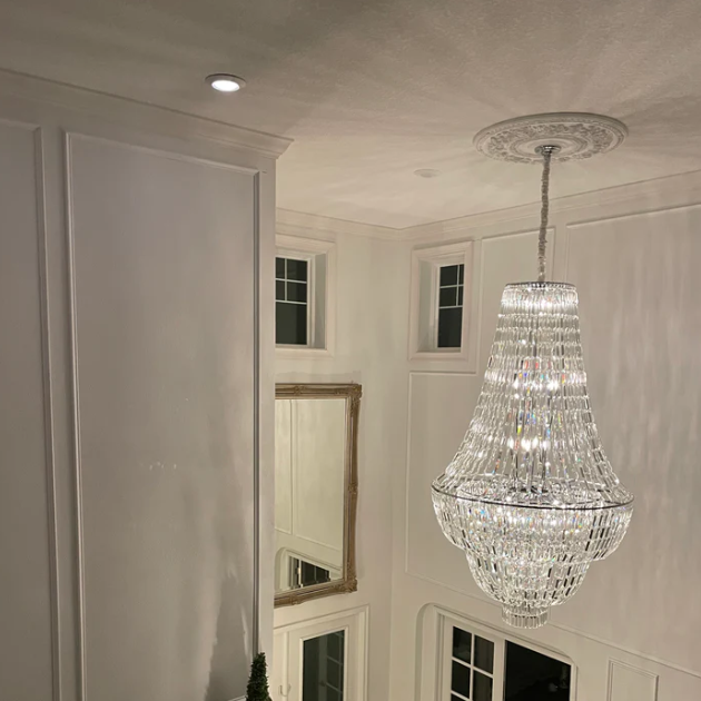 Lustre en cristal Empire de luxe, surdimensionné et moderne, pour salon, hall d'entrée ou escalier