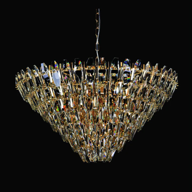 Modern Light Luxury Round Multi-tier Crystal Pendant Chandelier for Living/Dining Room