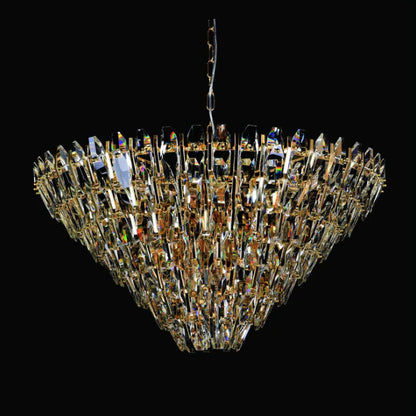 Modern Light Luxury Round Multi-tier Crystal Pendant Chandelier for Living/Dining Room