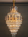 Large Staircase Crystal Chandelier Living Room Ceiling Light Fixture For Hotel Entrance In Gold Finish