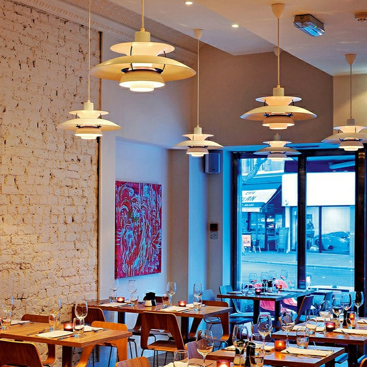 Lampada a sospensione Louis Poulsen PH5 Mini monocromatica bianca, lampada a sospensione classica per sala da pranzo