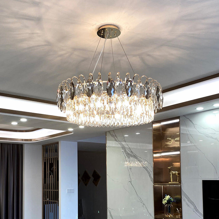Luxurious K9 Crystal Chandelier in Brass Finish | Modern Ceiling Light Fixtures
