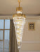 Luxury Gold Trimmed Long Crystal Chandelier Foyer Staircase Extra Large Ceiling Light Fixture