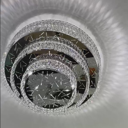 Lampada da soffitto rotonda a più livelli, moderna e di grandi dimensioni, da montare a filo