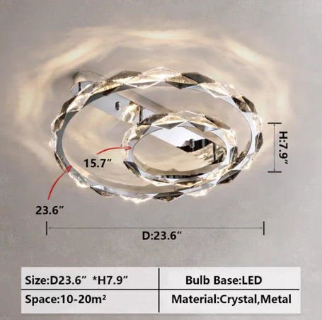 D23.6"*H7.9" chandelier,chandeliers,crystal,metal,rings,circle,round,ceiling,flush mount,multi-rings,living room,dining room,home office,bedroom,bar