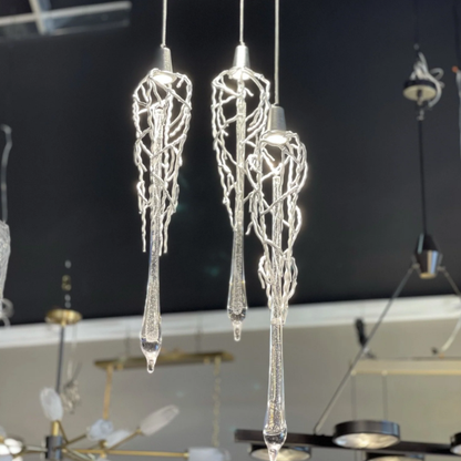 Extra Long Spiral Branch Shade Raindrop Crystal Pendant Chandelier for Staircase/Foyer/Living Room