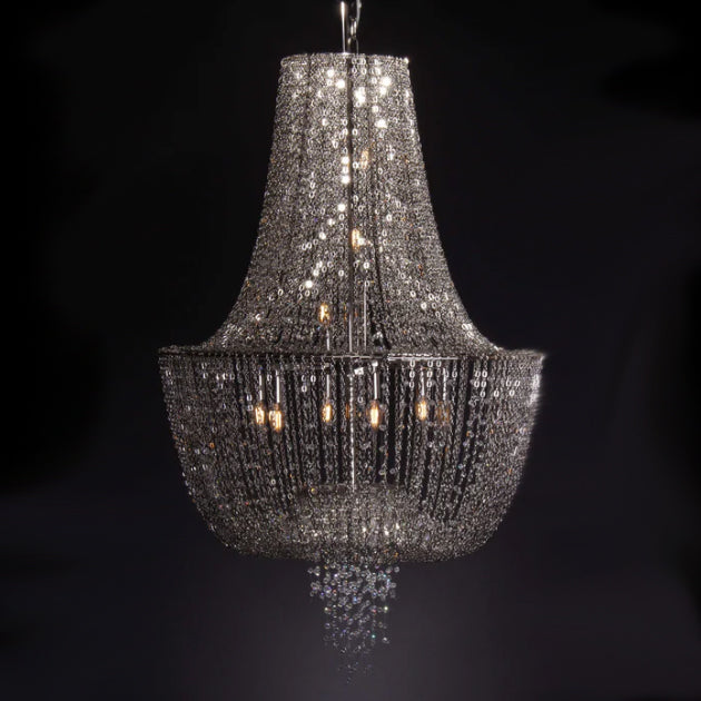 Oversized Luxury Metal Tassel Empire Crystal Chandelier For Foyer/Staircase/Hallway/High-ceiling Living Room