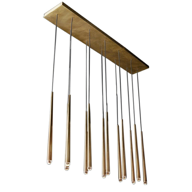 Minimalist Cool Metal Style Ceiling Light Fixture Foyer Pendant Chandelier In Gold Brass Finish Bar Dining Table Staircase