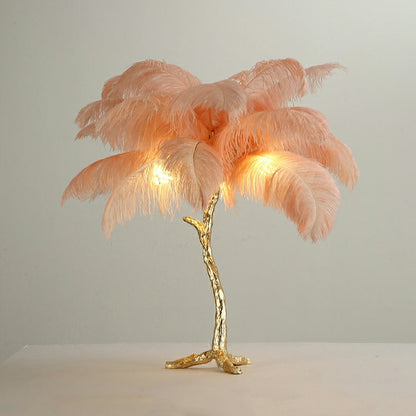 Modern Designer Ostrich Feather Table Lamp H31.5"
