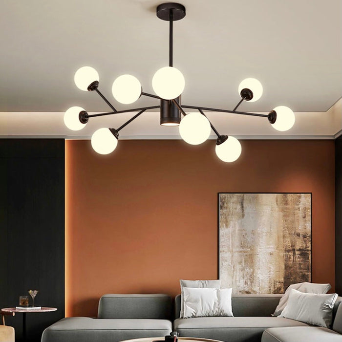 Modern Globe Glass Chandelier Ceiling Light Fixtures With 18/12 Lights