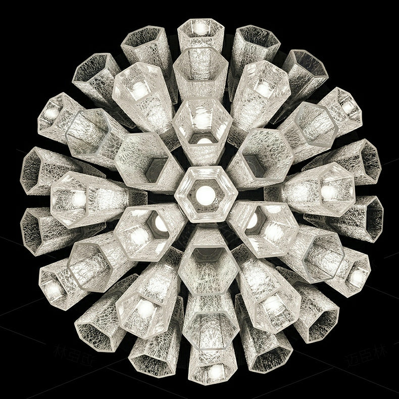 Modern Living Room Round Flush Mounted Chandelier Crystal Glass Ceiling Light Fixture For Bedroom