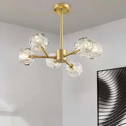 Lustre Spoutnik en laiton avec cristaux K9, luminaire de plafond moderne