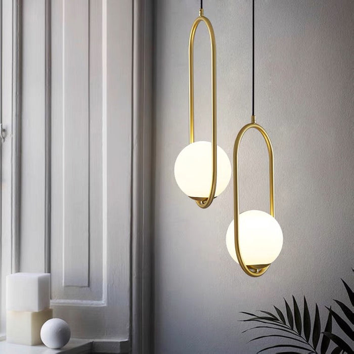 Modern Pure Copper Dining Room Ceiling Light Simple Stylish Ball Bedroom Pendant Lamp