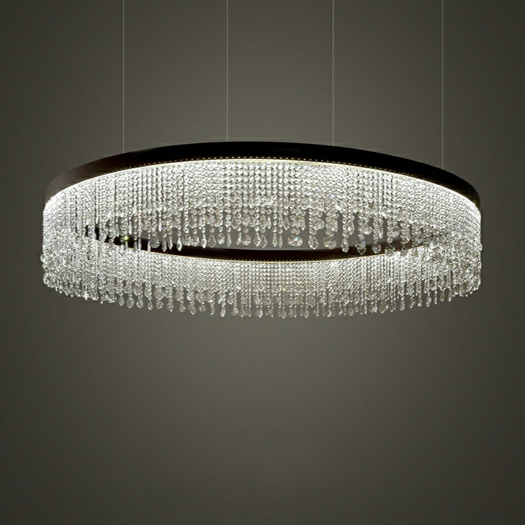 Oversized Customization 3 Layers D39.8"+D31.9"+D24" Multi-piece Tiered Crystal Living Room Hot Sale Trendy Chandelier Three Layers Round Ceiling Pendant Light Fixture For Foyer Hall/ Staircase