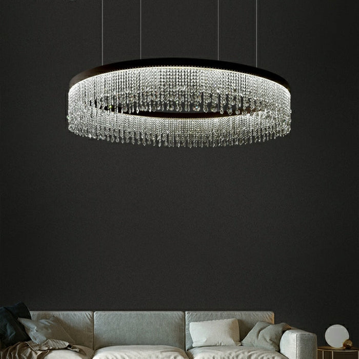 Extra Large Customization 3 Layers D39.8"+D31.9"+D24" Multi-piece Tiered Crystal Living Room Hot Sale Trendy Chandelier Three Layers Round Ceiling Pendant Light Fixture For Living Room